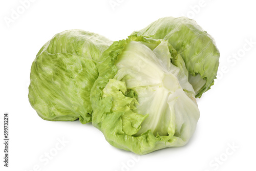 Fresh green iceberg lettuces isolated on white