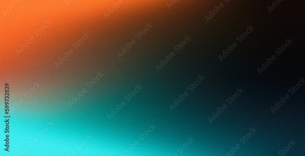 Obraz premium Teal orange color gradient on black grainy background, web banner poster cover design, copy space