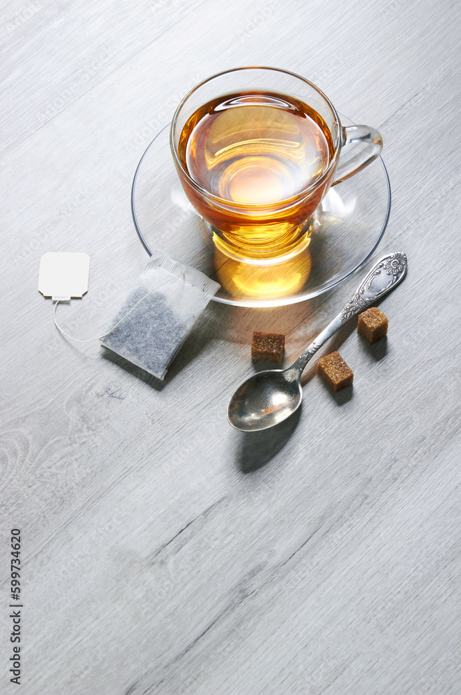 Cup of Tea on a light wooden background