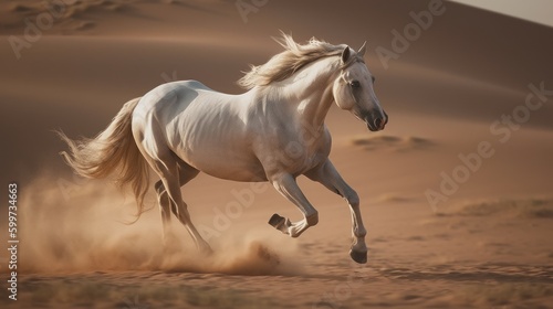 Horse Galloping in Open Field AI Generated Generative AI