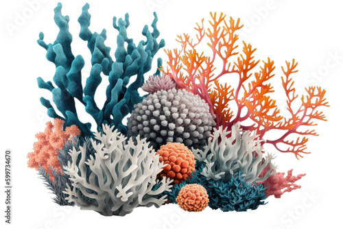Fototapeta Naklejka Na Ścianę i Meble -  Corals Isolated on Transparent Background - Generative AI
