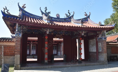 Traditional style entrance building at a temple in Lukang, Taiwan. photo