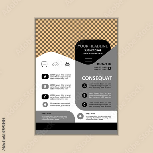Vector A4 Size Corporate Business Flyer Design Template with bleed.