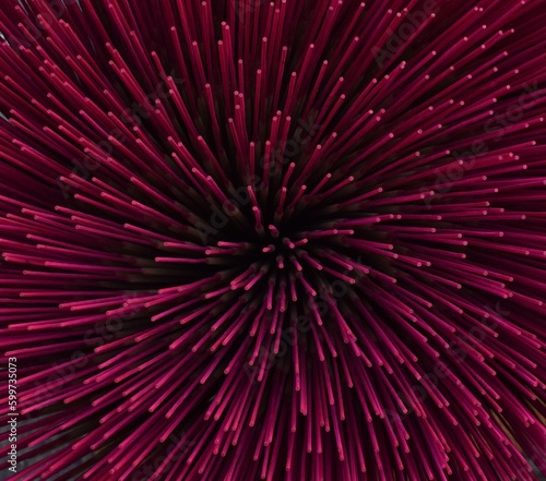 Depth perception image from the top of a bundle of red incense sticks