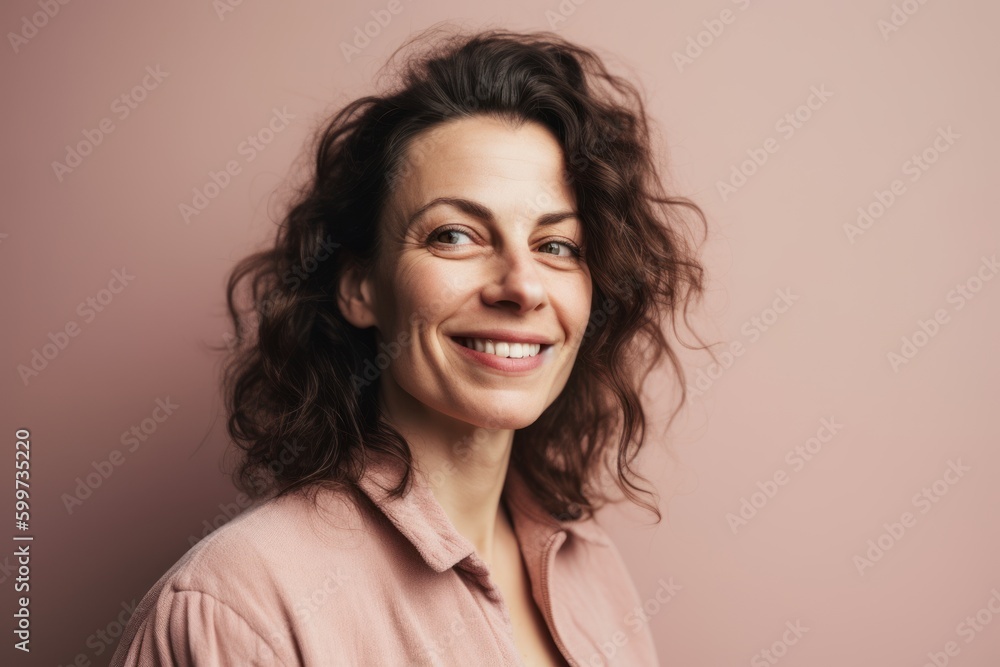 Portrait of a smiling woman looking at camera isolated over pink background Portrait of a smiling woman looking at camera isolated over pink background