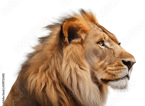 Lion Side View Face Shot Isolated on Transparent Background - Generative AI 