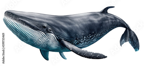 Blue Whale Isolated on Transparent Background - Generative AI
 photo