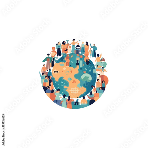 world population day illustration. modern flat color