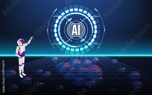 Artificial Intelligence (AI) Molecular structure background concept with ChatGPT, Chatbot, Machine learning, Abstract molecule background with hexagons, wave flow. Vector Illustration