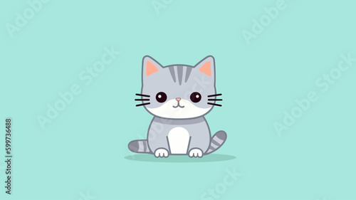 Cute cat vector illustration with a flat cartoon design.