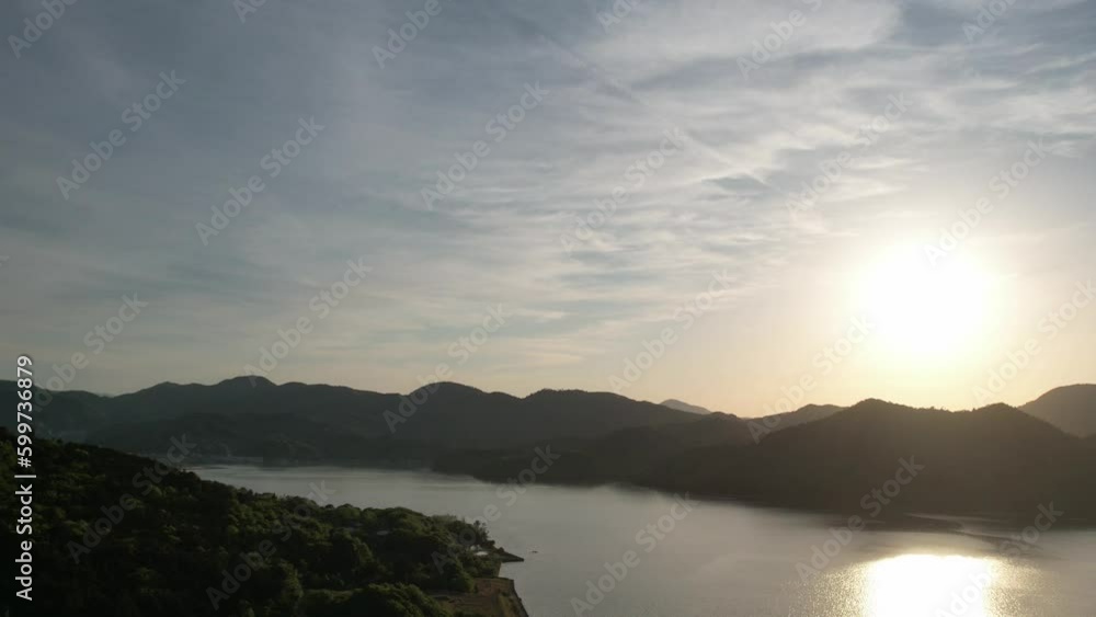 山陰海岸国立公園 久美浜湾の綺麗な夕景と流れる雲 ドローンタイムラプス撮影 山陰海岸国立公園 久美浜湾の綺麗な夕景と流れる雲 ドローンタイムラプス撮影