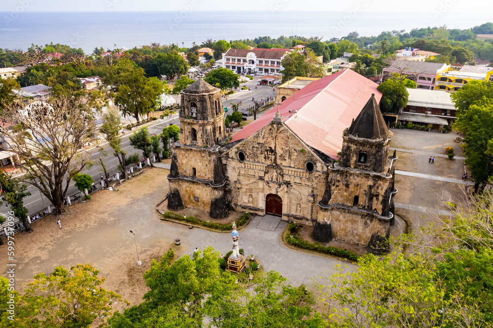 Aerial of Miagao Church and the surrounding town proper. Also known as