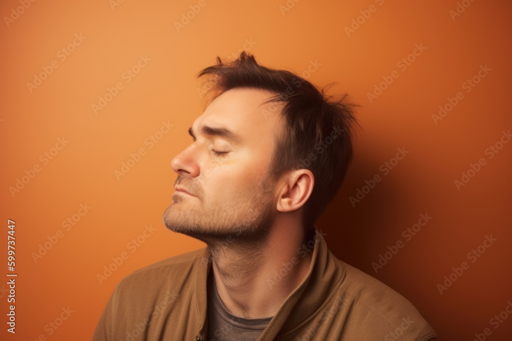 Portrait of a young handsome man on a orange background. Studio shot. Portrait of a young handsome man on a orange background. Studio shot.