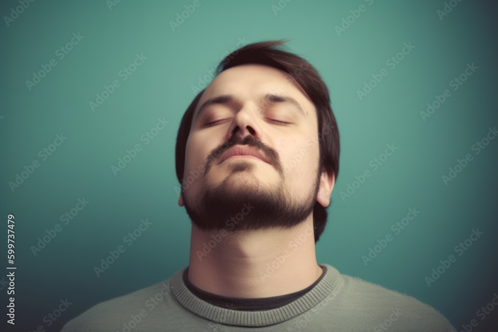 Portrait of a young man with closed eyes. Toned. Portrait of a young man with closed eyes. Toned.