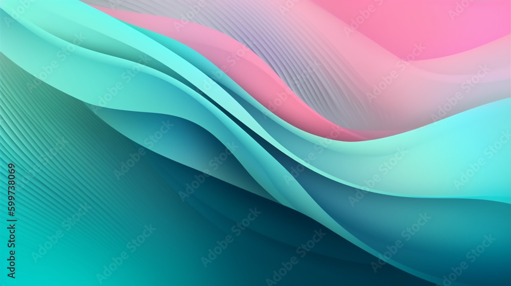 Obraz premium abstract blue and pink waves background. Image Generative AI. 