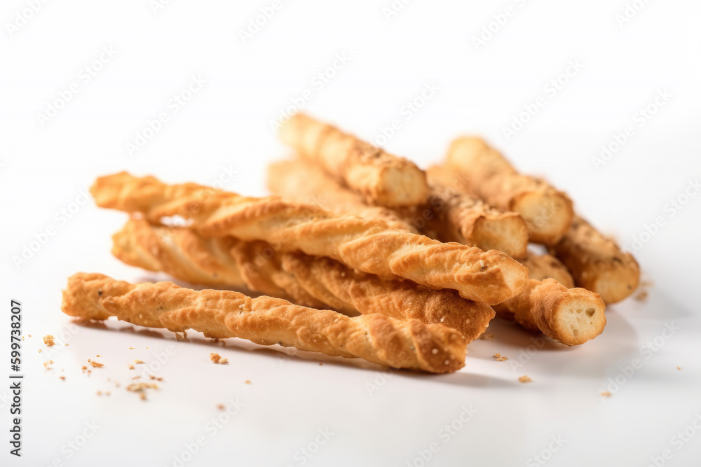Fresh bread sticks on white background. AI Generative. Fresh bread sticks on white background. AI Generative.