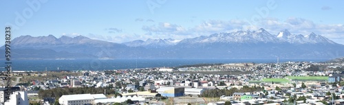 Panoramic view of the snow-capped mountain range overlooking Ushuaia, Argentina © Mick Carr