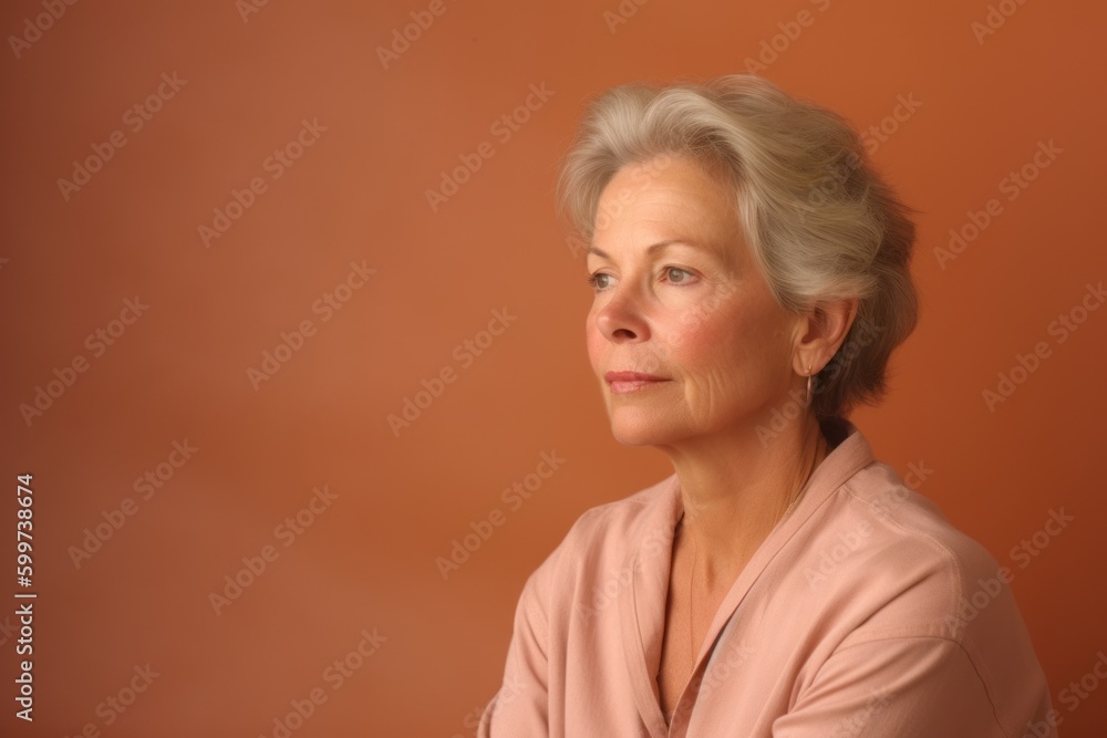 Portrait of a senior woman on a brown background in the studio Portrait of a senior woman on a brown background in the studio