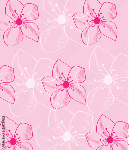 Colorful Flower and leaf illustration. Flowers and leaves pattern vector.