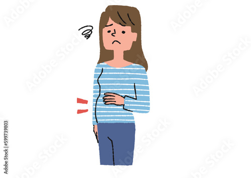 お腹が張っている女性