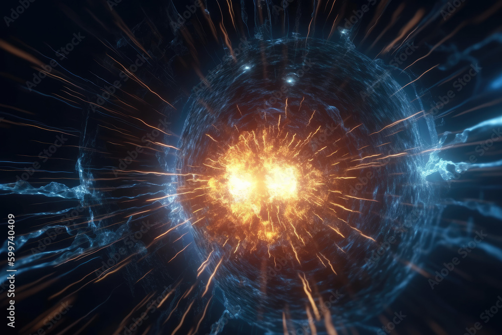 Obraz premium A burst of energy inside an atom.