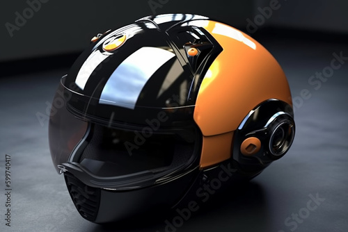 motorcycle helmet isolated on black, Generative AI