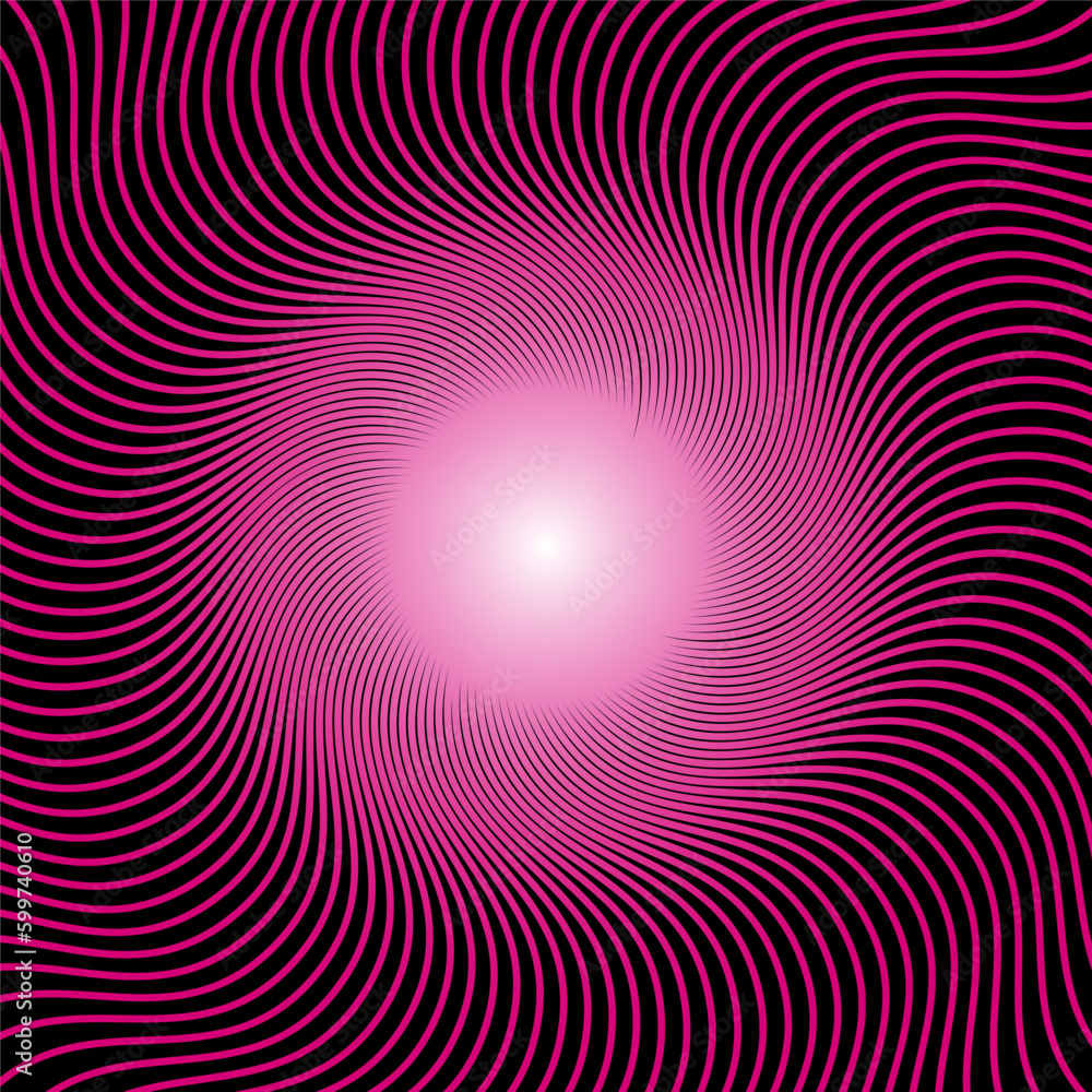 Fototapeta premium Vector Phantom abstract on black background. Logarithmic inward spiral. Coil, vortex shape.