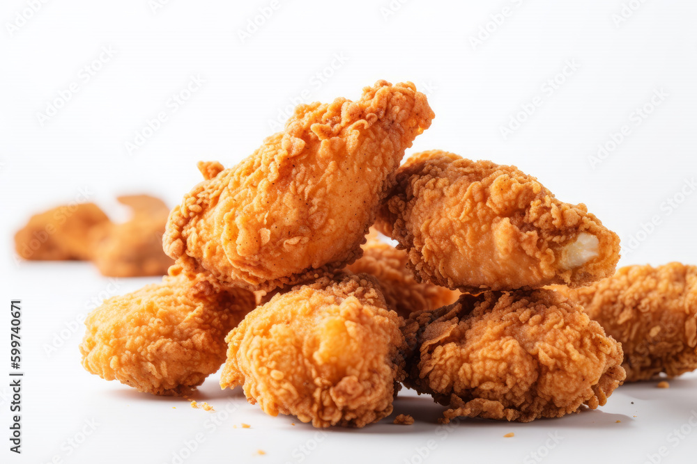 Fried chicken wings on white background. AI Generative. Fried chicken wings on white background. AI Generative.