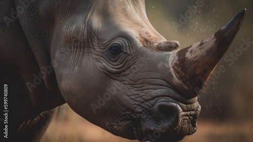 Mighty Rhino Roaming Wild Landscape AI Generated Generative AI