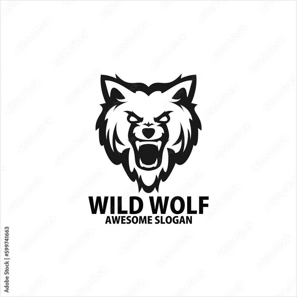 wild wolf logo design line art