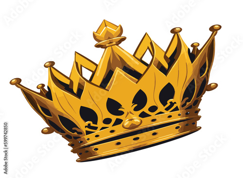 Premium Golden color crown mascot. Vector illustration isolated on white background. Good for logos, icons, posters, stickers.