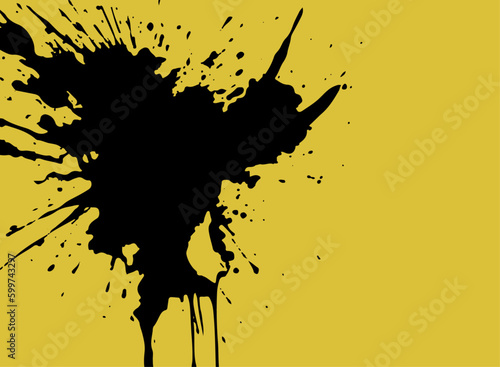 金背景に墨汁の背景イラスト