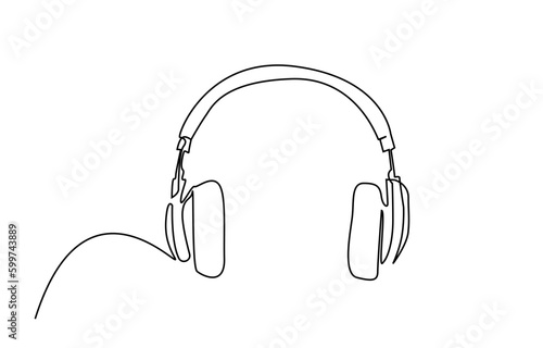 modern music headphones object line art