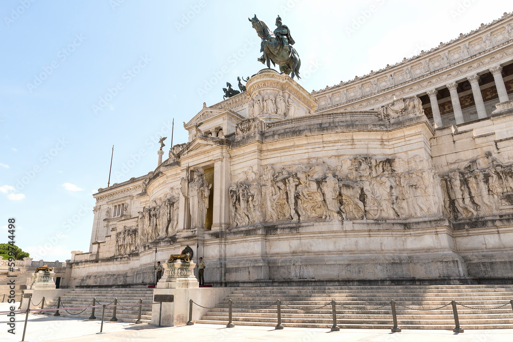 Architectural Sceneries of The Victor Emmanuel II National Monument (Altare della Patria) in Rome, Lazio Region, Italy.