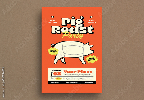 Retro Pig Roast Event Flyer (ID: 599744699)