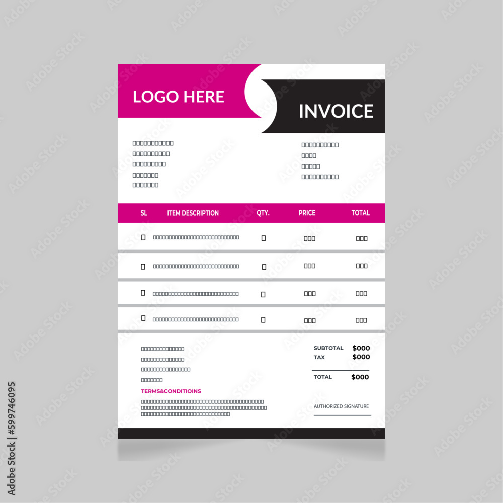 Modern invoice design template. Modern invoice design template.