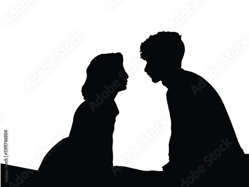 Silhouette of a couple. Romantic Couples Silhouette. Create vector silhouettes couples looking at each other with love 