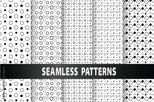 Collection of seamless geometric minimalistic patterns.