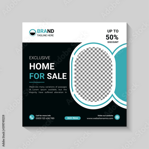 Creative real estate social media post or web banner template 