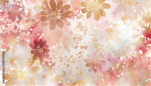 Beautiful pink and blush watercolor flower background