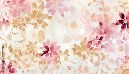Beautiful pink and blush watercolor flower background
