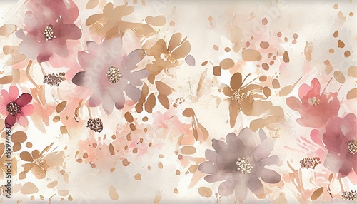 Beautiful pink and blush watercolor flower background