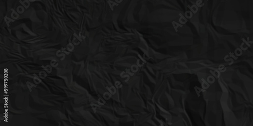 Black silk stain clothing background. Black fabric texture and Crumpled black paper. Textured crumpled black paper background. 