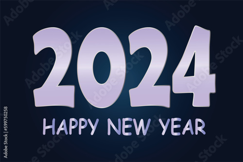 Happy new year 2024. sliver color holiday greeting card design.