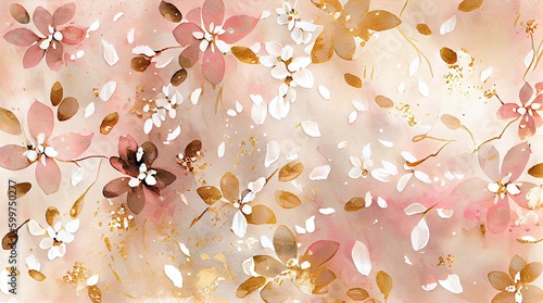 Beautiful pink and blush watercolor flower background