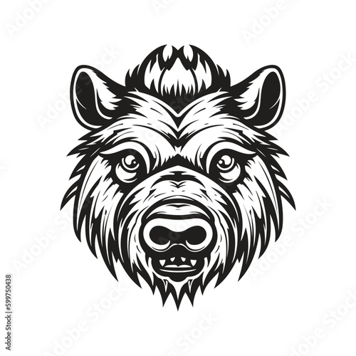 Wallpaper Mural boar mascot, vintage logo line art concept black and white color, hand drawn illustration Torontodigital.ca
