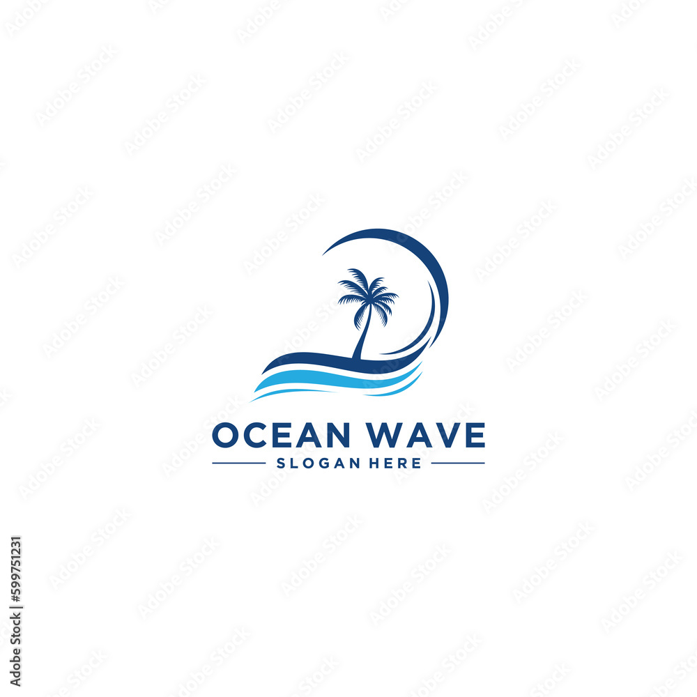 ocean wave logo template vector in white background ocean wave logo template vector in white background