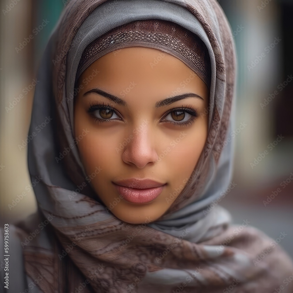 Portrait of a very attractive Young arabic woman looking at the camera. generative AI Portrait of a very attractive Young arabic woman looking at the camera. generative AI