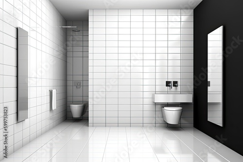 modern monochrome bathroom with minimalist design Generative AI