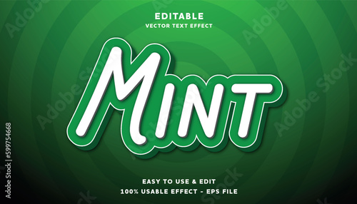mint editable text effect with modern and simple style, usable for logo or campaign title